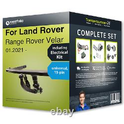 Towbar detachable for LAND ROVER Range Rover Velar 21- + 13pin universal e-kit